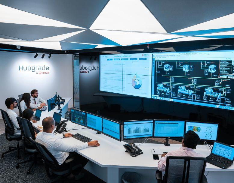 Veolia employees work in a Hubgrade Digital Solutions control room