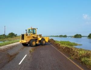 tractor in Port Arthur, TX after Hurricane Harvey